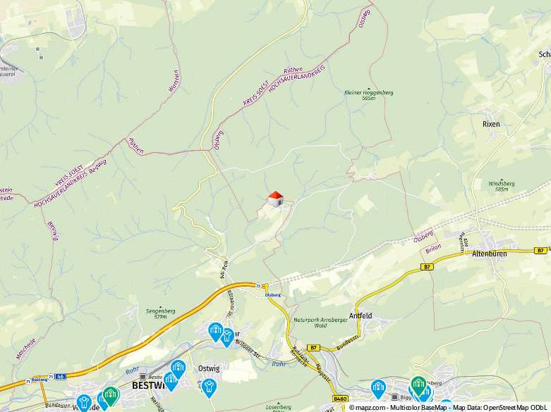 Geolyzer Kartenausschnitt Einfamilienhaus Bestwig / Grimlinghausen