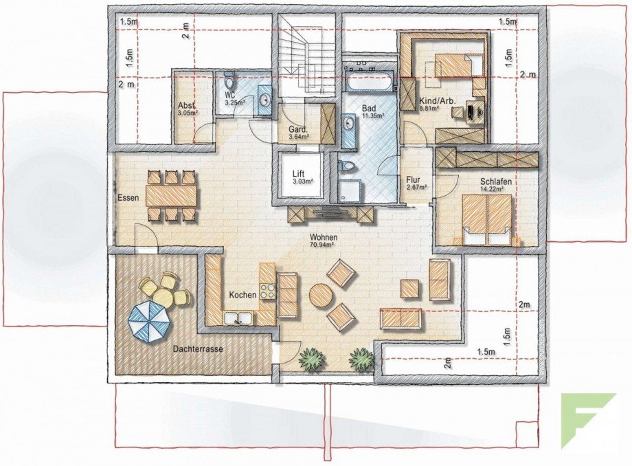 Grundriss Penthousewohnung Soest